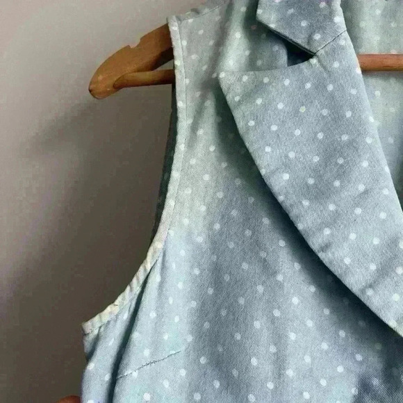 Vintage UO Lucca Couture Retro Blue Polka Dot Cottagecore Midi Dress Small - Picture 8 of 14